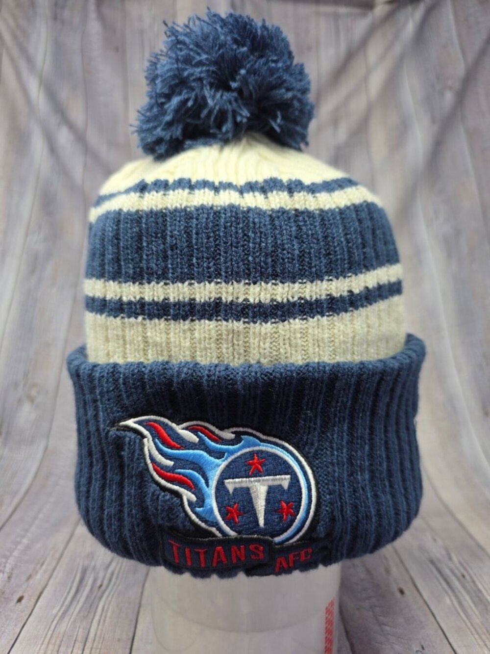 Beanie Tennessee Titans AFC Hat Puff Winter Knit Cap Toboggan USA New Era NFL